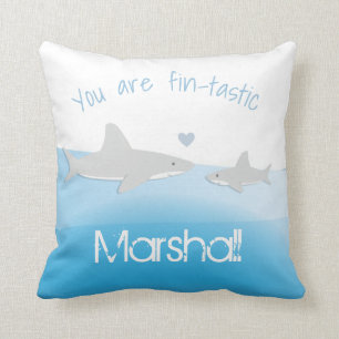 Fin-tastic Shark Parent and Kid Throw Pillow