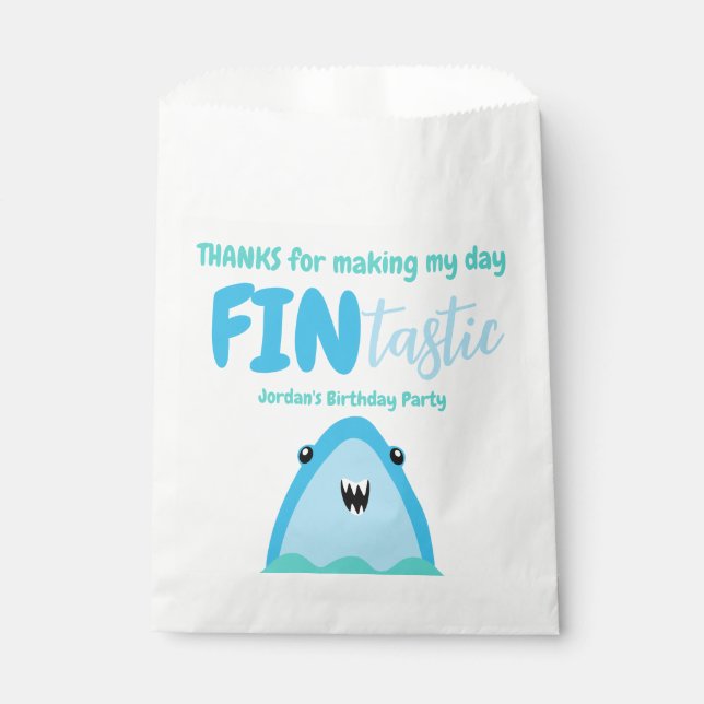 Fin-tastic Shark Thank You Kids Under The Sea Favour Bag (Front)