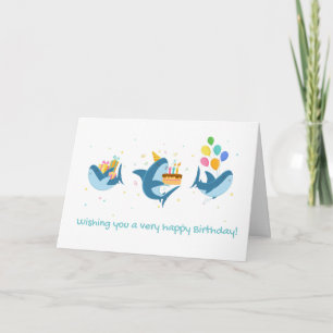 Fin-Tastic Shark Theme Birthday Greeting Card