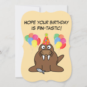 Fin-tastic Walrus with Balloons & fish birthday