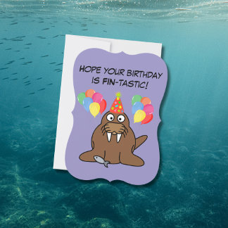 Fin-tastic Walrus with Balloons & fish birthday