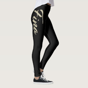 Fina white gold Handwriting trousers Leggings
