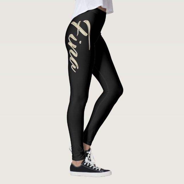 Fina white gold Handwriting trousers Leggings (Right)