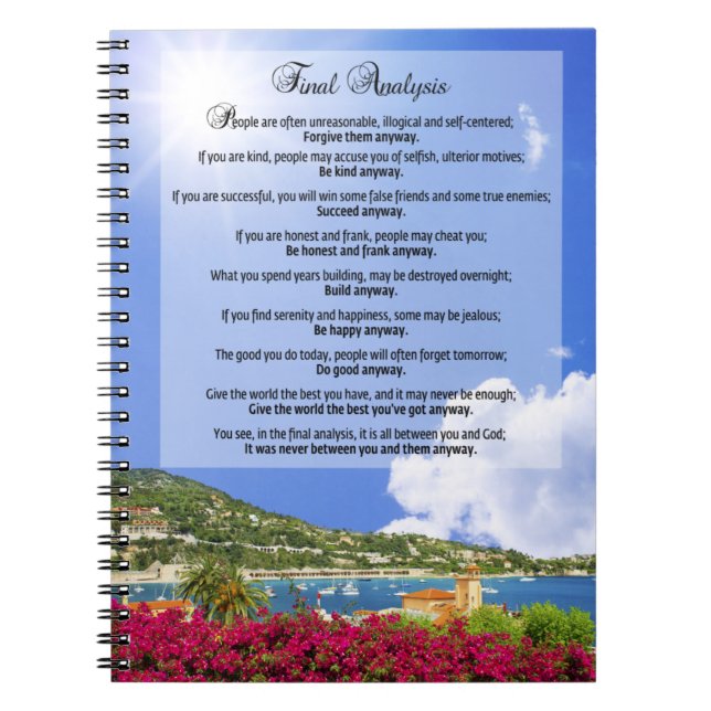 Final Analysis: "Do It Anyway" Notebook (Front)