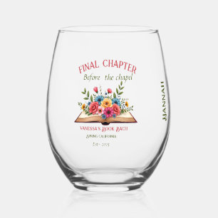 Final Chapter Before the Chapel Book Bachelorette Stemless Wine Glass