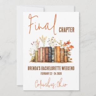 Final Chapter, Book Themed Bachelorette Weekend Invitation