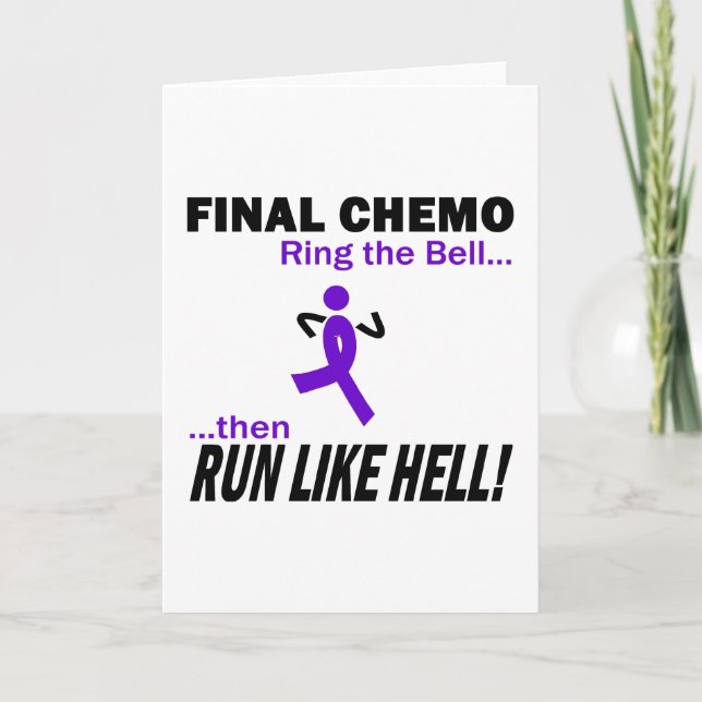 Final Chemo Run Like Hell - Violet Ribbon Card (Front)