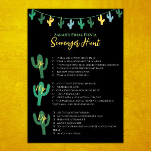 Final Fiesta Bachelorette Game Scavenger Hunt Card
