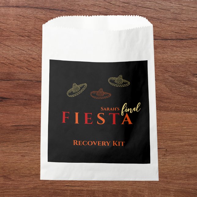 Final Fiesta Bachelorette Party Recovery Kit Favour Bag (Final fiesta bachelorette party recovery kit mexican party sombrero)