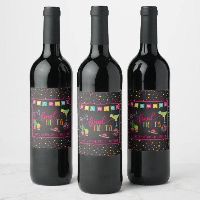 Final Fiesta Bachelorette Party Wine Label (Bottles)