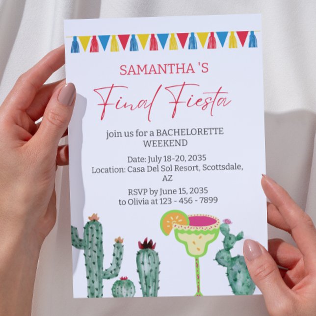 Final Fiesta Bachelorette Weekend Itinerary  Invitation (Creator Uploaded)