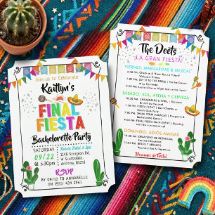 Final Fiesta Bachelorette Weekend Party Itinerary Invitation