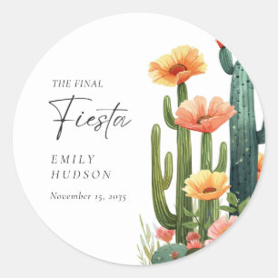 Final Fiesta Cactus Bachelorette Party Classic Round Sticker