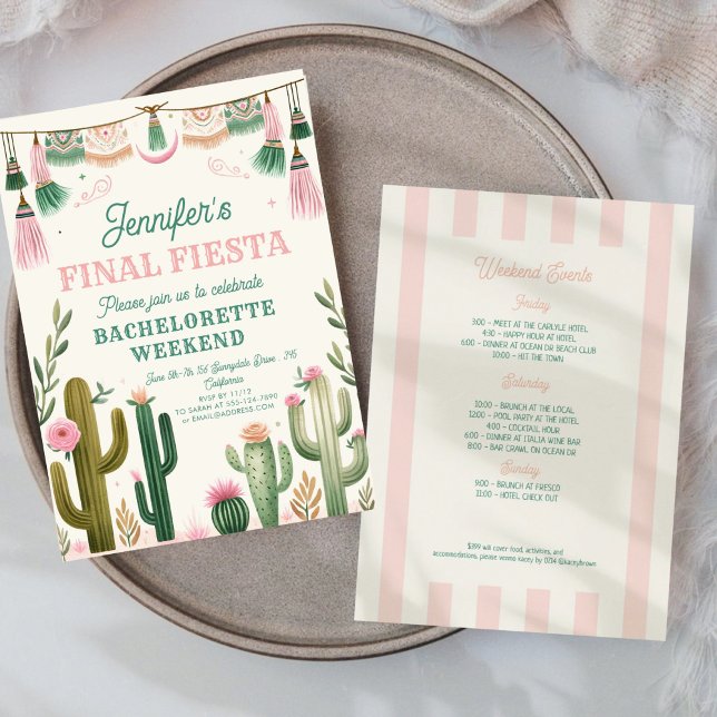 Final Fiesta Cactus Colourful Bridal/Bachelorette Invitation (Creator Uploaded)