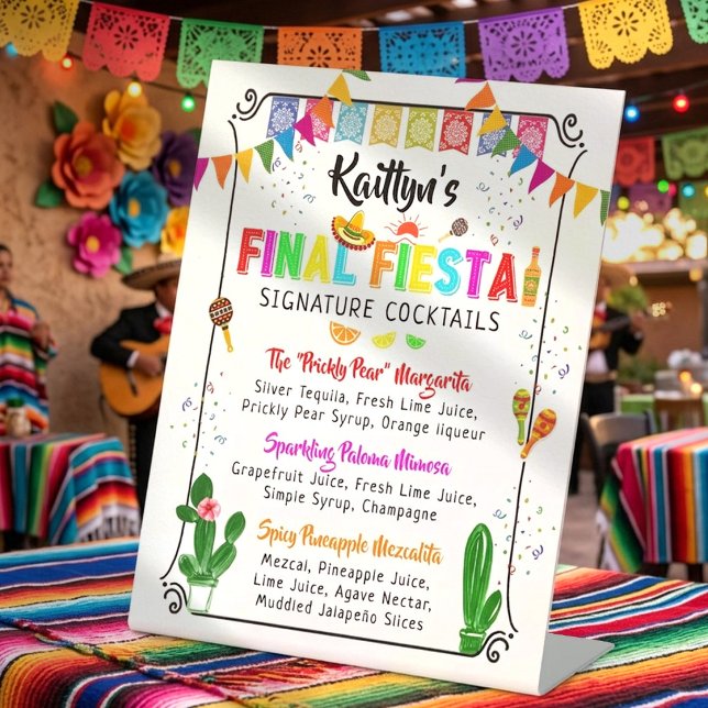 Final Fiesta Mexicana Bachelorette Party Cocktail Pedestal Sign (Creator Uploaded)