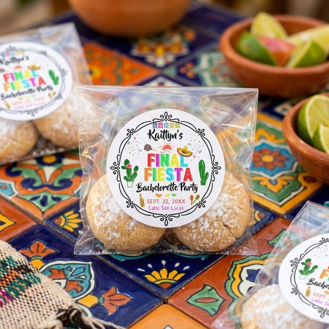 Final Fiesta Mexicana Bachelorette Party Favor Classic Round Sticker (Creator Uploaded)