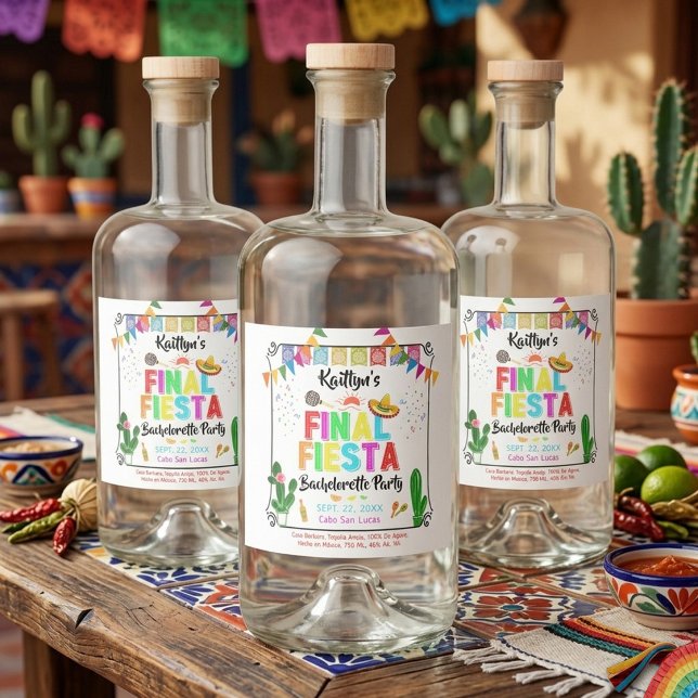 Final Fiesta Mexicana Bachelorette Party Liquor Bottle Label (Creator Uploaded)