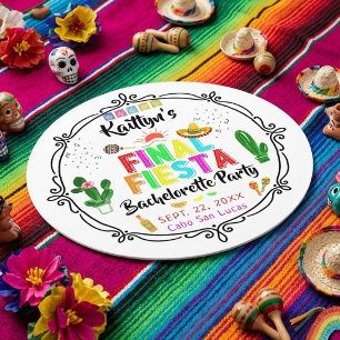 Final Fiesta Mexicana Bachelorette Party Round Paper Coaster