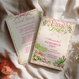 Final Fiesta Pink Lime Bachelorette Invitation