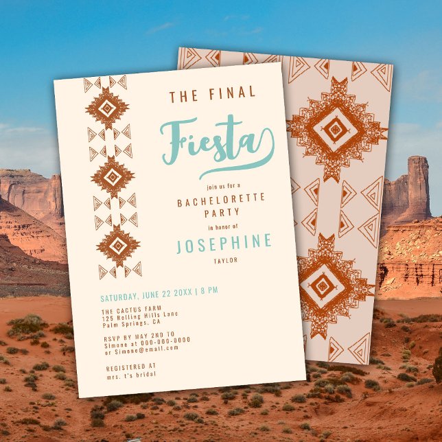 Final Fiesta Terracotta Desert Bachelorette Party Invitation (Creator Uploaded)