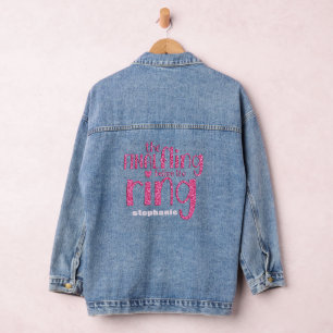 Final Fling Before Ring Name Hot Pink Glitter Denim Jacket