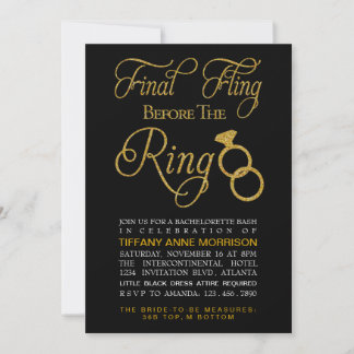 Final Fling Faux Glitter Bachelorette Party Invitation