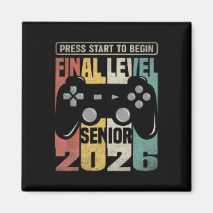 Final Level Senior 2026 Press Start Gamer Style 1  Magnet