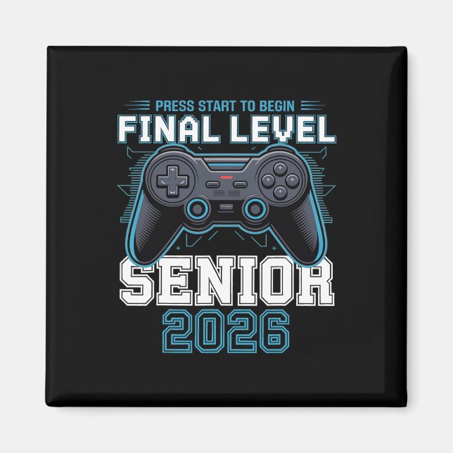 Final Level Senior 2026 Press Start Gamer Style  Magnet (Front)