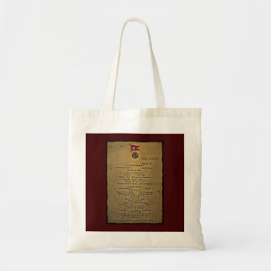 Final Menu RMS Titanic Tote Bag