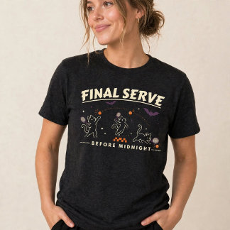 Final Serve Before Midnight Halloween Tennis Cat Tri-Blend Shirt