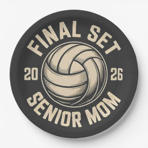 Final Set Senior Mom 2026 Graduation Volleyball  Paper Plate