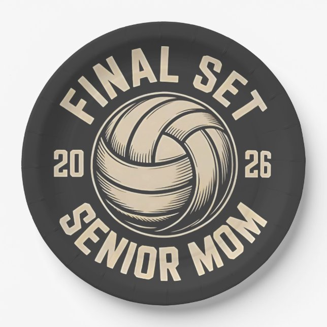 Final Set Senior Mum 2026 Graduation Volleyball  Paper Plate (Front)