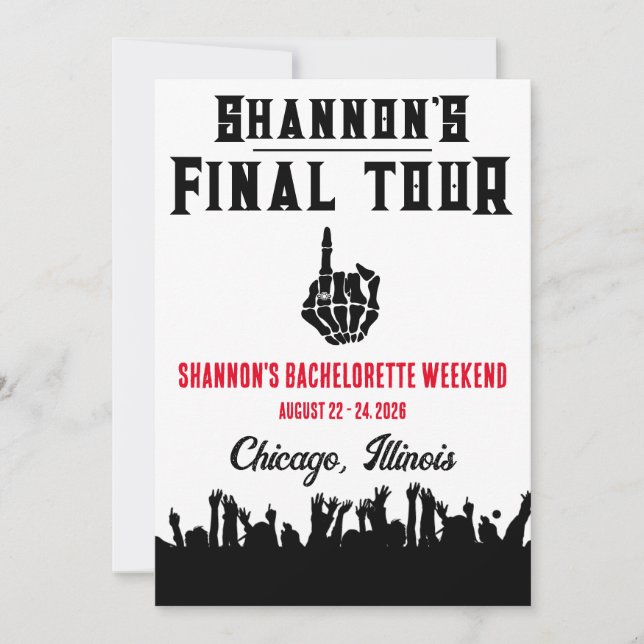 Final Tour, Music Festival Bachelorette Weekend Invitation (Front)