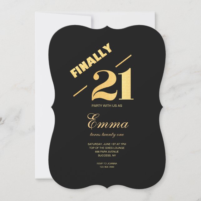 Finally 21 Birthday Party Invitation (Front)