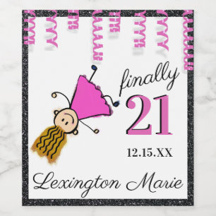 Finally 21 Birthday Party Sparkling Wine or Label
