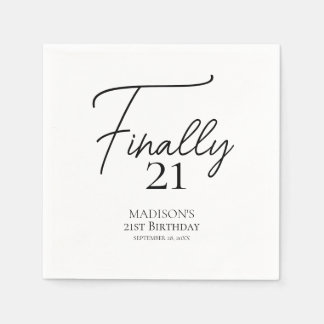 Finally 21 Black & White 21st Birthday Napkin