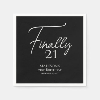 Finally 21 Black & White 21st Birthday Napkin