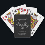 Finally 21 Black & White 21st Birthday Playing Cards<br><div class="desc">Finally 21 Black & White 21st Birthday playing cards. Personalise the custom text above. You can also change the background colour. You can find additional coordinating items in our "Minimalist Black and White Birthday" collection.</div>