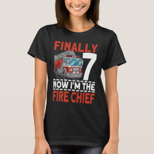Finally 7 Now I'm the Fire Chief 7th Birthday Fire T-Shirt