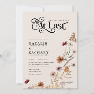 Finally At Last Boho Wildflower Wedding Invitation
