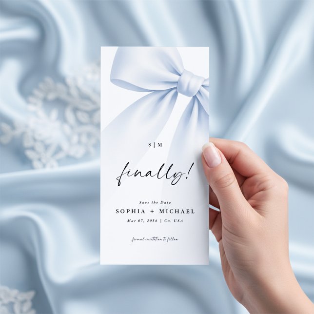 Finally Bow Monogram Photo Bookmark Save the Date (Creator Uploaded)