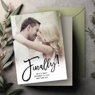 Finally Calligraphy Brush Script Modern Chic Photo Save The Date