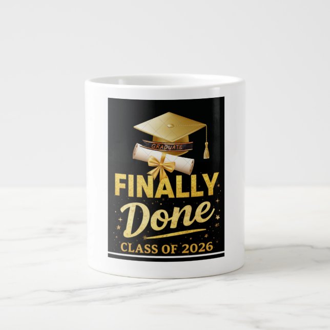 Finally Done Class of 2026 Graduation Design | Bla Large Coffee Mug (Front)