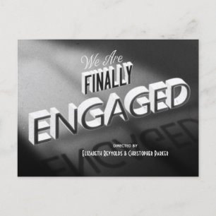 Finally Engaged Movie Black White Save The Date Postcard