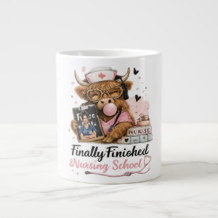 Finally Finished Nursing School Highland Cow Nurse Large Coffee Mug