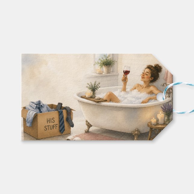 Finally Free - Happy Divorce Gift Tags (Front (Horizontal))
