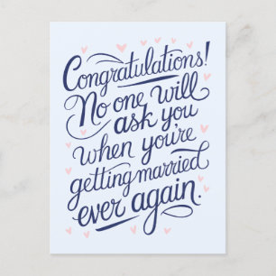 Finally Getting Married Funny Couples Wedding Postcard