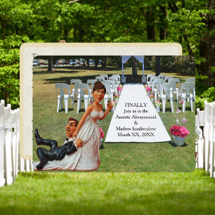 Finally Getting Wed Dark Haired Couple RD Corner Invitation