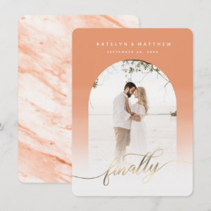 Finally Gold Script Peach Archway Framed Photo Save The Date