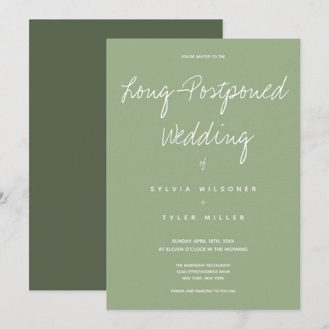 Finally Happening Wedding Sage Typography (Front/Back)